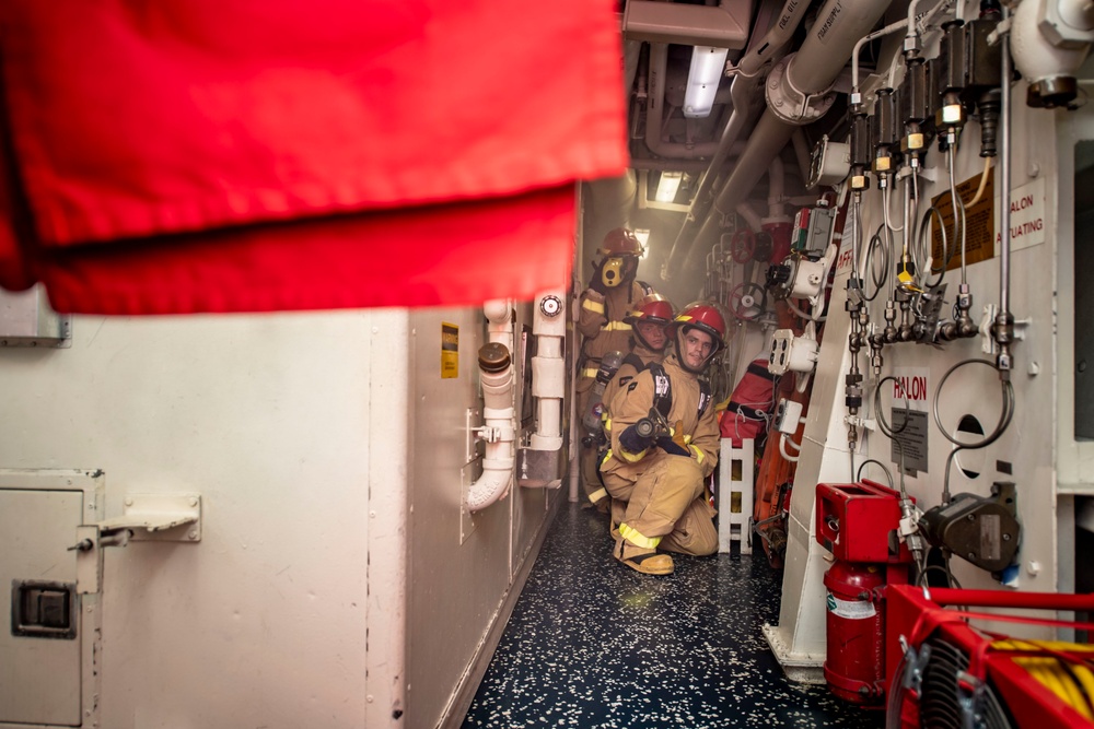 USS Sterett conducts operations in the U.S. Central Command area of responsibility as part of the Carl Vinson Carrier Strike Group