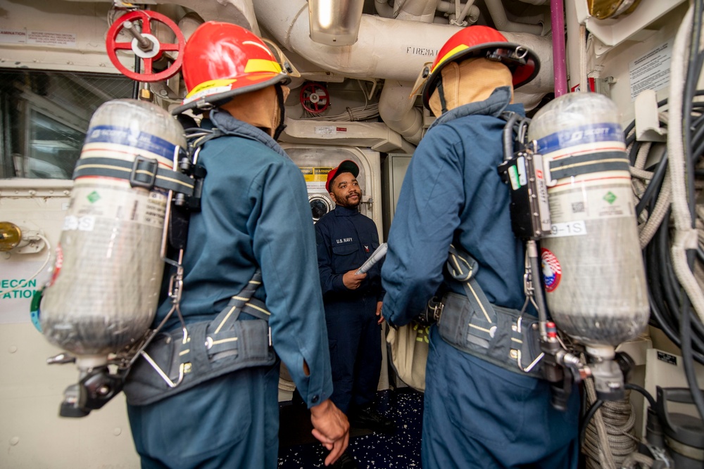 USS Sterett conducts operations in the U.S. Central Command area of responsibility as part of the Carl Vinson Carrier Strike Group