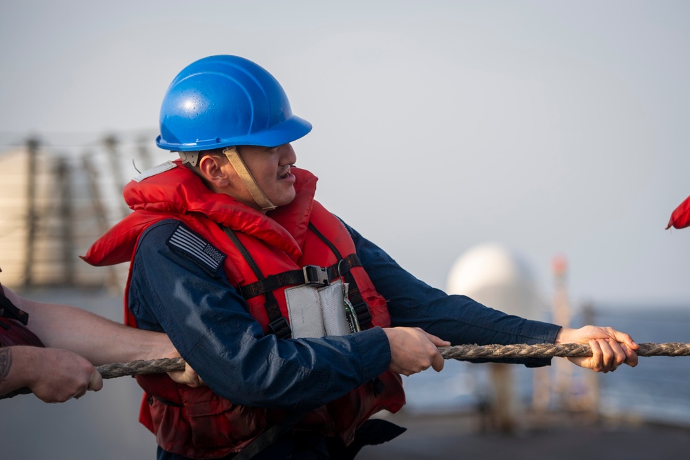 USS Sterett conducts operations in the U.S. Central Command area of responsibility as part of the Carl Vinson Carrier Strike Group