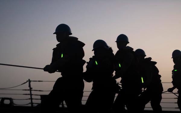 USS Sterett conducts operations in the U.S. Central Command area of responsibility as part of the Carl Vinson Carrier Strike Group