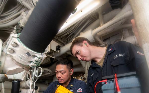 USS Sterett conducts operations in the U.S. Central Command area of responsibility as part of the Carl Vinson Carrier Strike Group