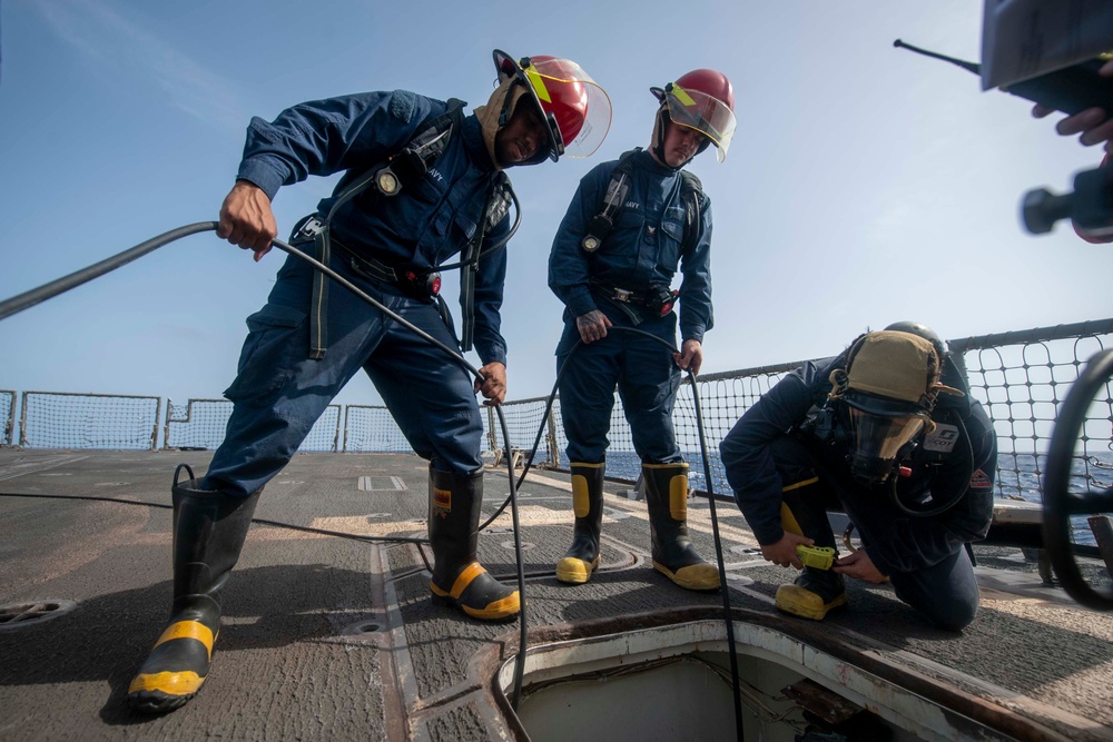 USS Sterett conducts operations in the U.S. Central Command area of responsibility as part of the Carl Vinson Carrier Strike Group