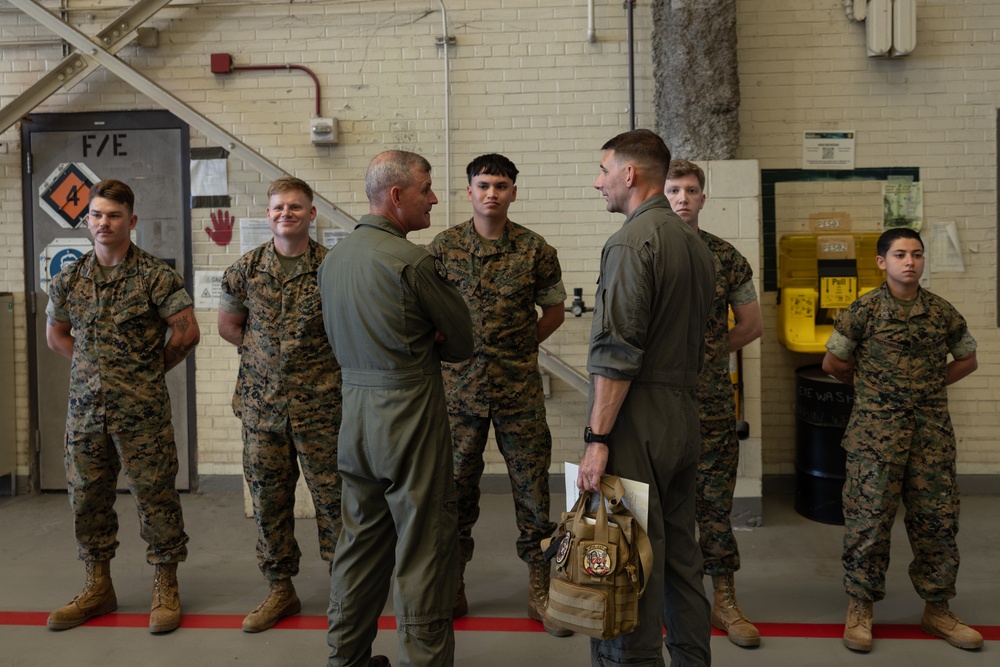 U.S. Marine Corps Deputy Commandant for Aviation visits VMA-223 and flies in a TAV-8B Harrier II jet