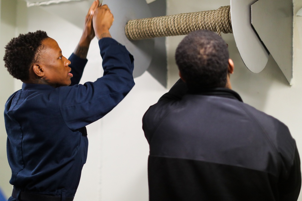 George Washington Sailors Conduct a Sea-and-Anchor Evolution