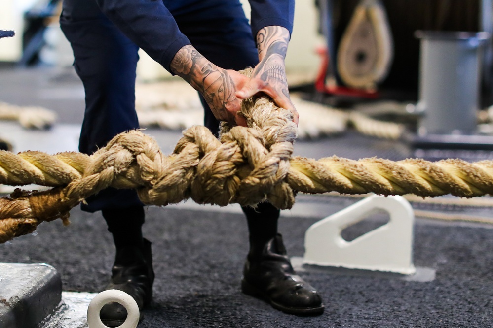 George Washington Sailors Conduct a Sea-and-Anchor Evolution