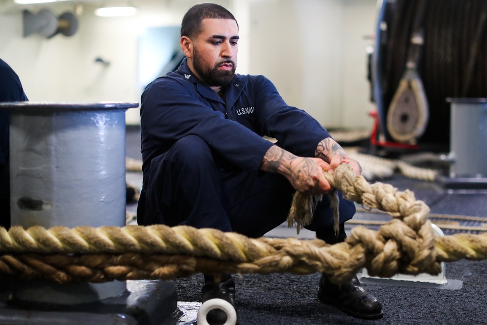 George Washington Sailors Conduct a Sea-and-Anchor Evolution