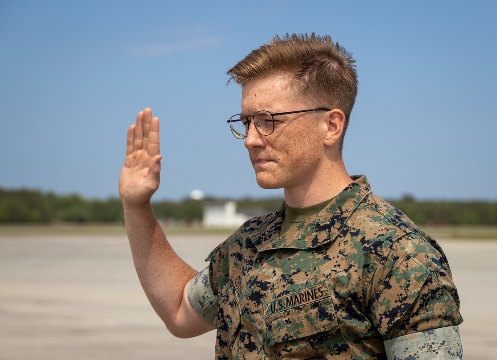 Lance Cpl Cutter reenlistment ceremony