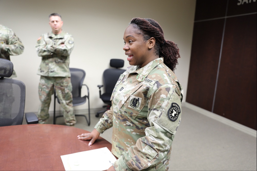 Company Commander Mary E. House delivers an important briefing