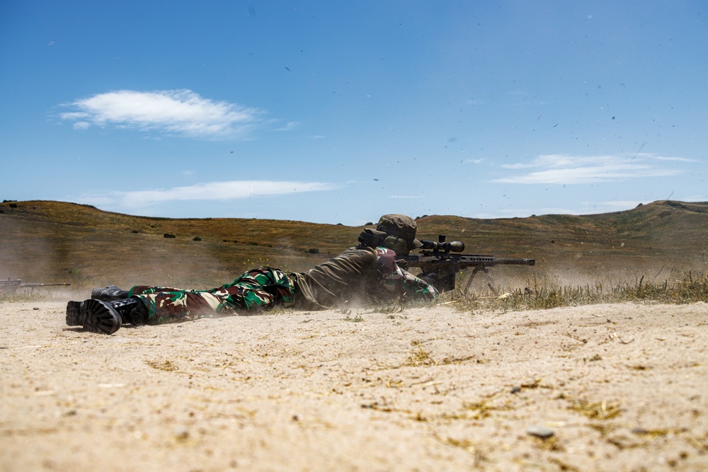 U.S. Marines, Indonesian Korps Marinir fire M107 .50-caliber special application scoped rifle