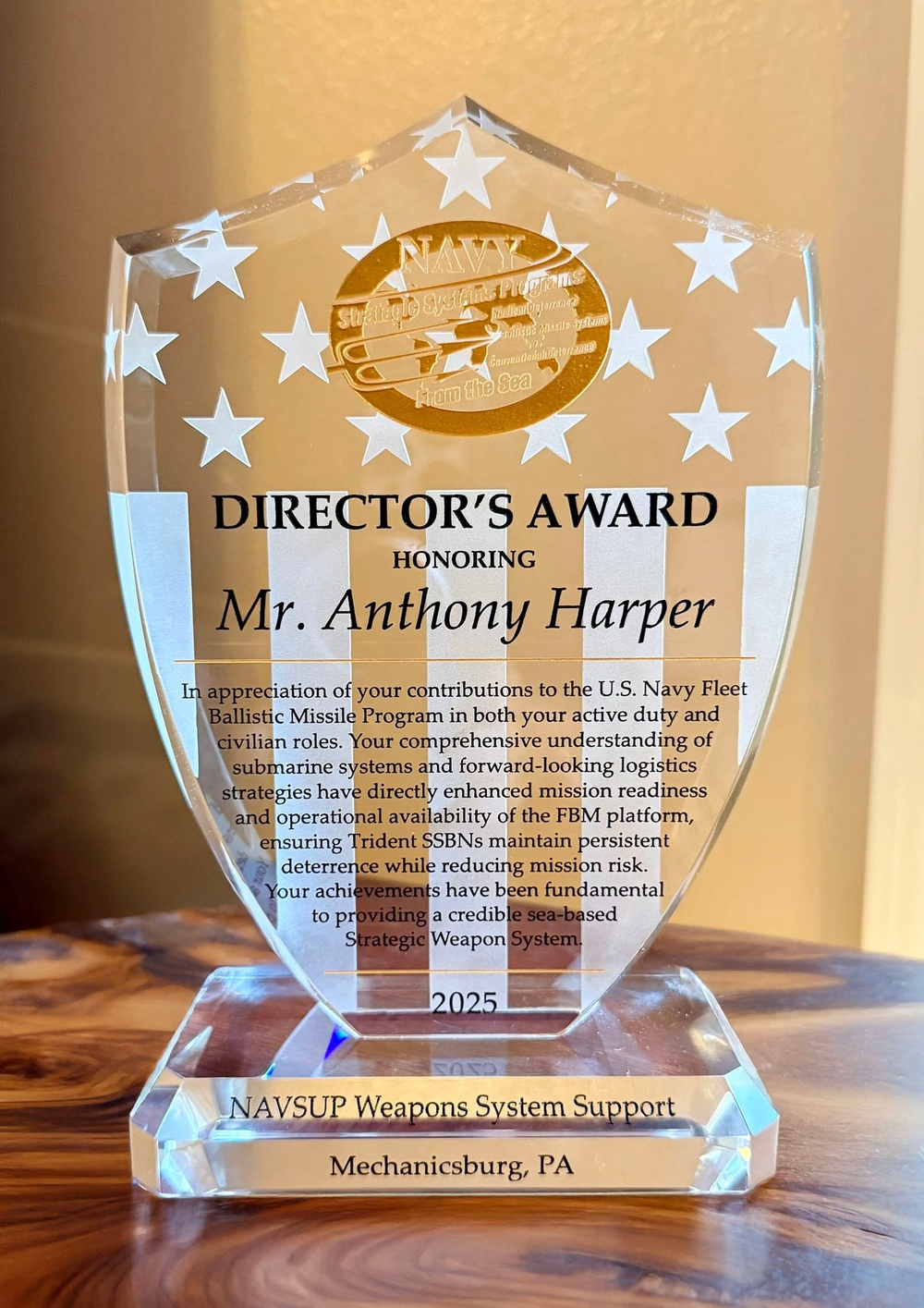 Strategic Weapons Systems Division Director Receives SSP Director's Award