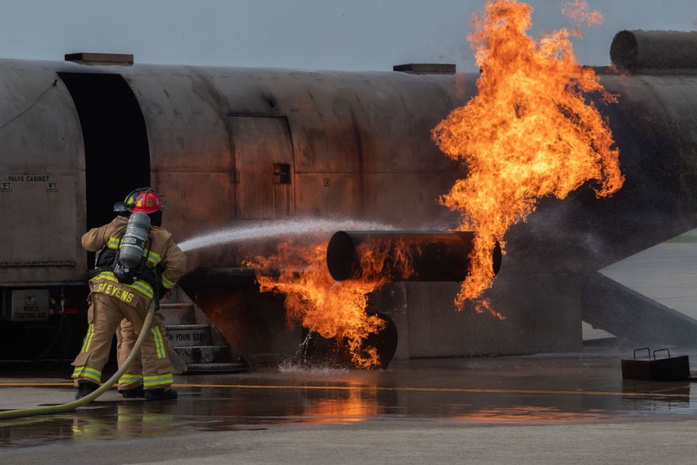 Fire Departments From the 101st Air Refueling Wing and 158th Fighter Wing Join Forces in Live Fire Training Exercise