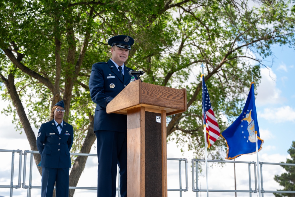 Col. Michael Power Gives Remarks During Change of Command Ceremony