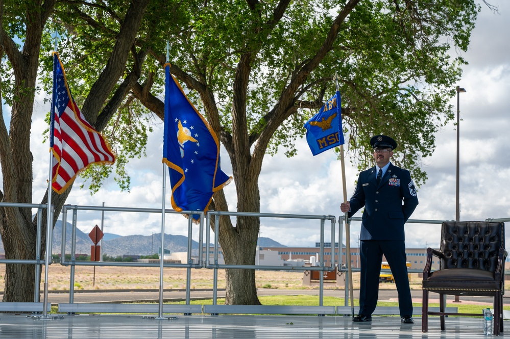 Chief Master Sergeant Justin Romo Bears Guidon Durong Change of Command Ceremony