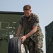 U.S. Marine inspects gear in Osan Air Base