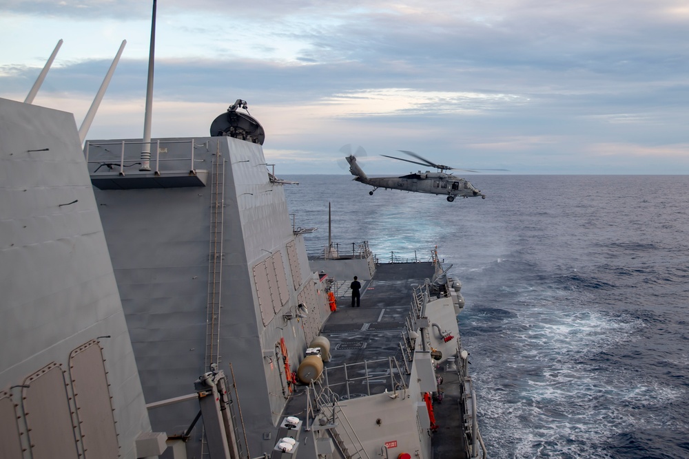 Helicopter takes off