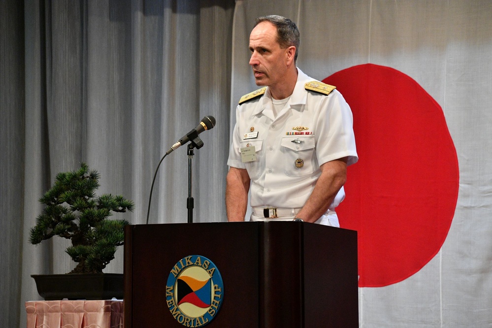Rear Adm. Reifsteck speaks at the 120th Commemoration Ceremony of The Battle of Sea of Japan