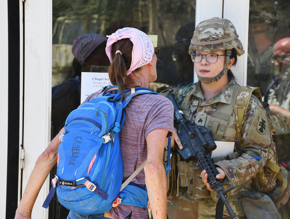 452nd Field Hospital contain demonstrators during Global Medic simulation