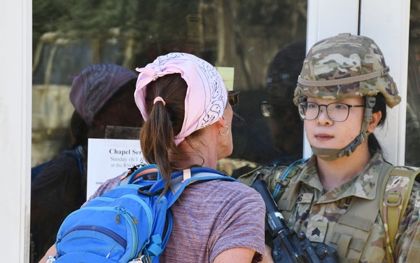 452nd Field Hospital contain demonstrators during Global Medic simulation