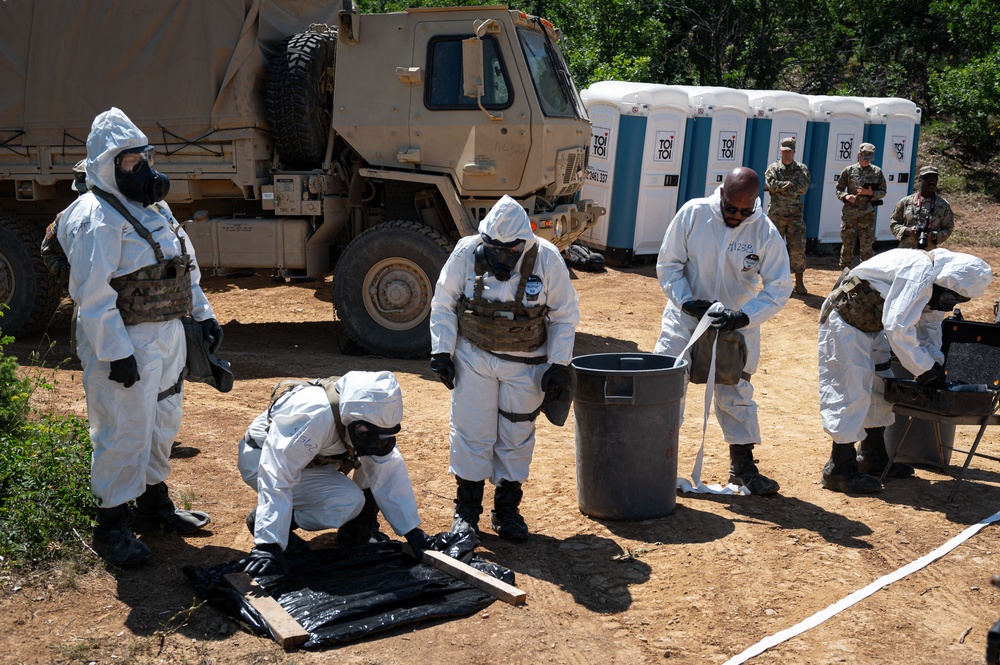 U.S. Army Alabama National Guard conducts a simulated CBRNEoperation  in conjunction with Montenegro, North Macedonia, and Italy as part of DEFENDER 25.