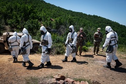U.S. Army Alabama National Guard conducts a simulated CBRNEoperation  in conjunction with Montenegro, North Macedonia, and Italy as part of DEFENDER 25. [Image 2 of 2]