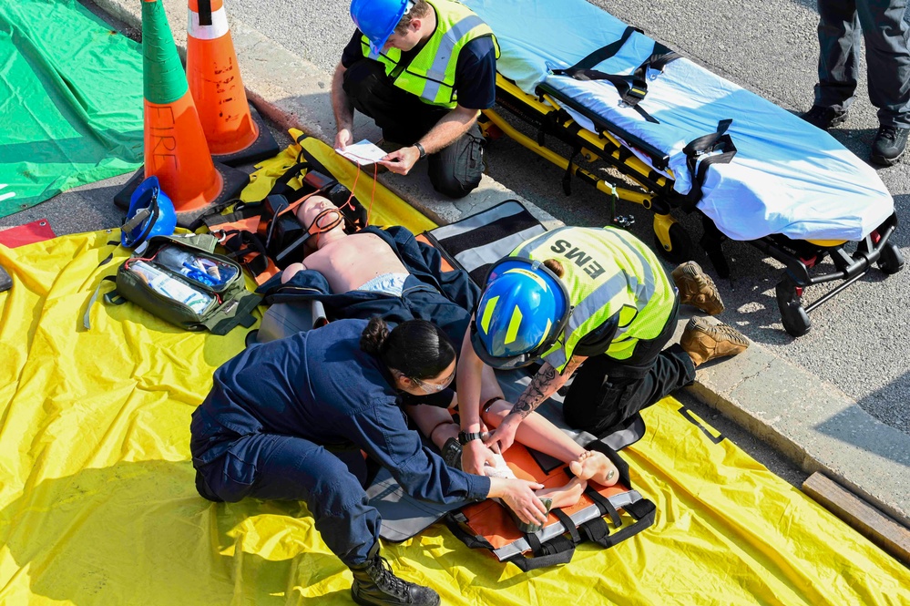 USS Roosevelt (DDG80) Full-Scale Exercise (FSE) fire response drill onboard NAVSTA Rota