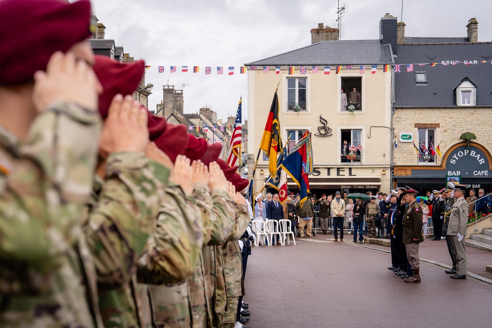 173rd Airborne Paratroopers Honor WWII Heroes at Signal Monument in Sainte-Mère-Église During D-Day 81 Commemoration