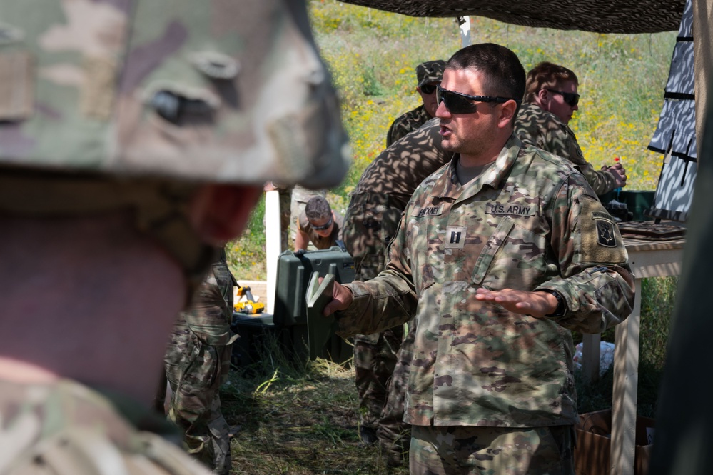 Vermont National Guard conducts a demolition range in order to instruct infantryman from the U.nited States, North Macedonia and Asutria on their job.