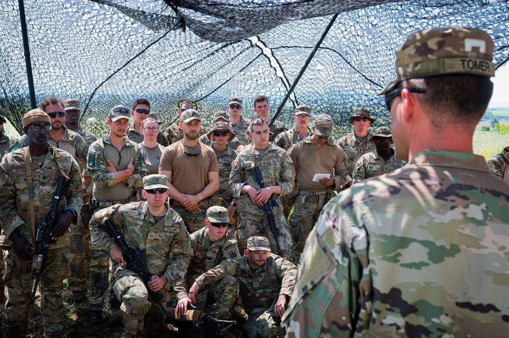 Vermont National Guard conducts a demolition range in order to instruct infantryman from the U.nited States, North Macedonia and Asutria on their job.
