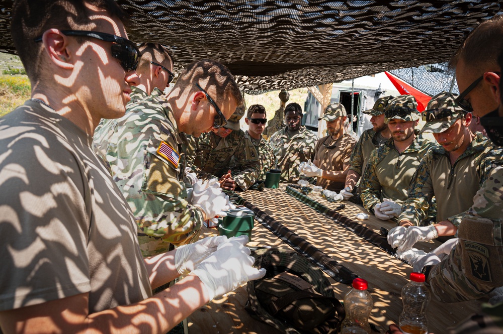 Vermont National Guard conducts a demolition range in order to instruct infantryman from the U.nited States, North Macedonia and Asutria on their job.