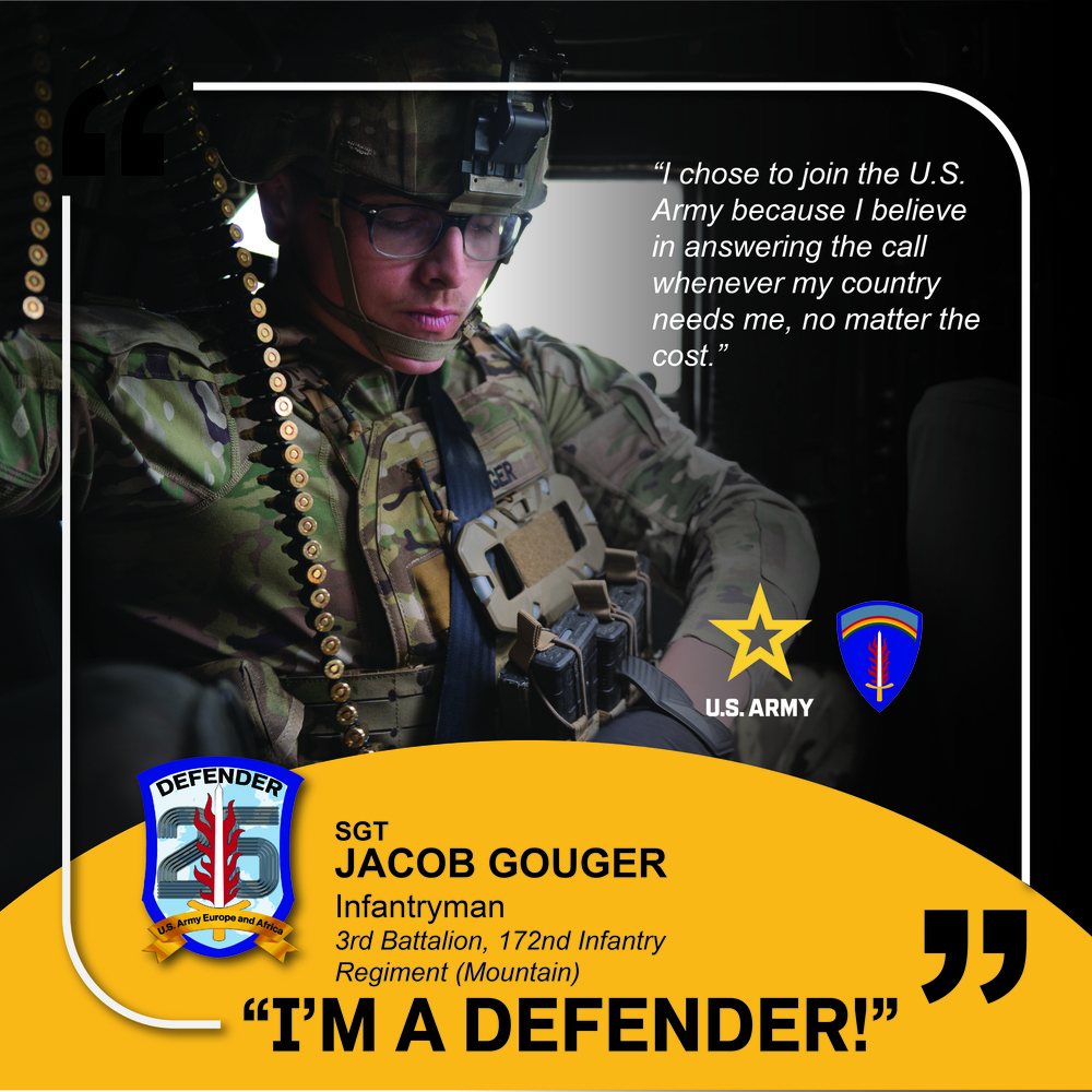 3rd Battalion, 172 Infantry Regiment (Mountain) "I'M A DEFENDER" – Sgt. Jacob Gouger
