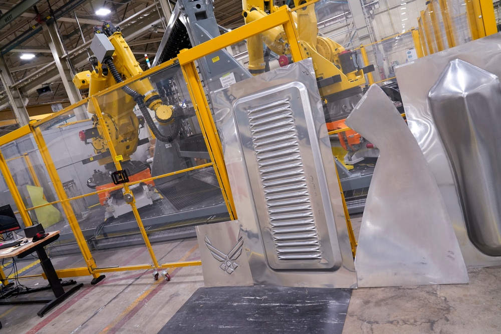 402nd Commodities Maintenance Group Automated Sheet Metal Forming robot first pass