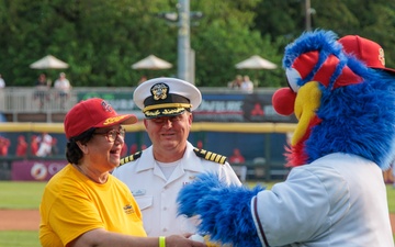 Vice Commander of NAVSUP WSS Throws First Pitch at Harrisburg Senators Baseball Game