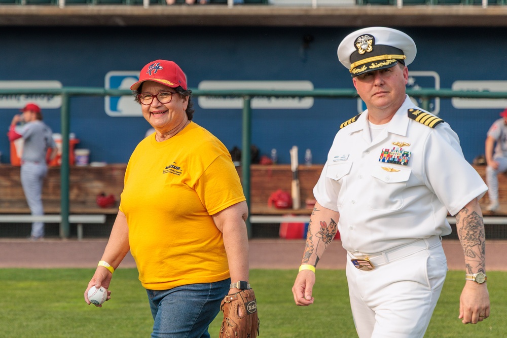 Vice Commander of NAVSUP WSS Throws First Pitch at Harrisburg Senators Baseball Game
