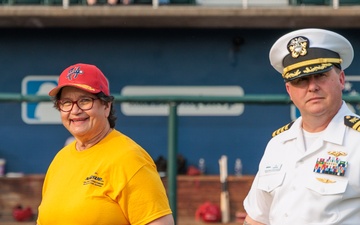 Vice Commander of NAVSUP WSS Throws First Pitch at Harrisburg Senators Baseball Game