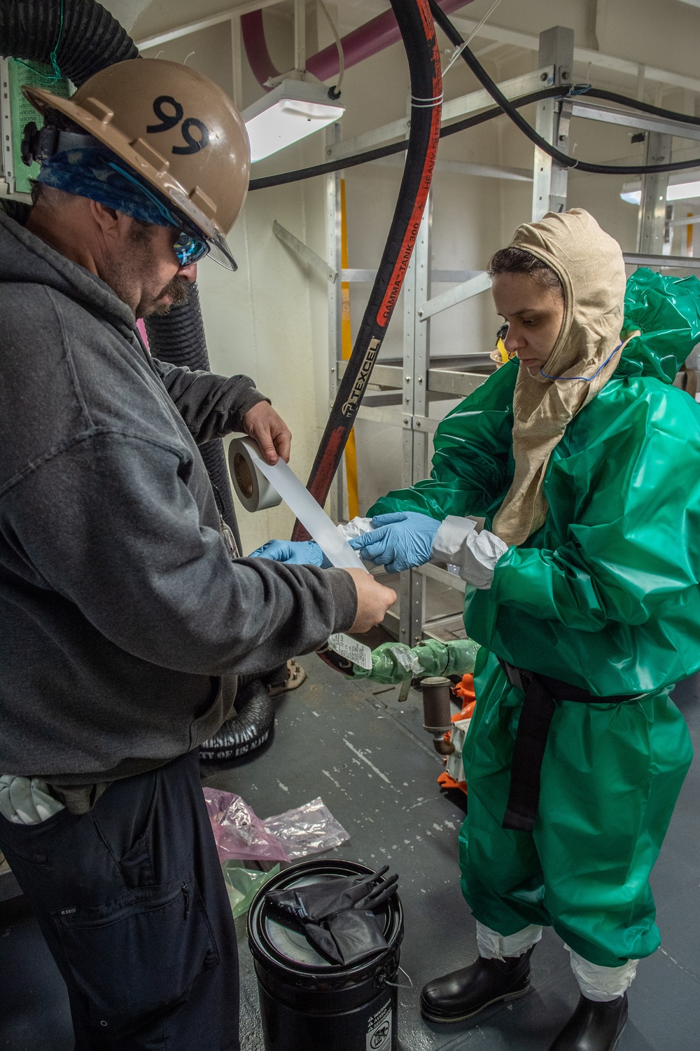 Puget Sound Naval Shipyard (PSNS) workers conduct ship maintenance onboard USS Ronald Reagan (CVN 76).