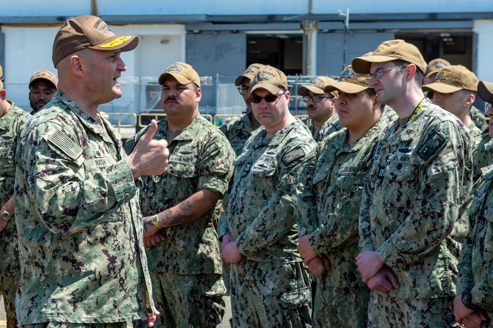 COMSUBGRU-9 Presents Olympic Bowl Trophy to USS Nebraska (SSBN 739)