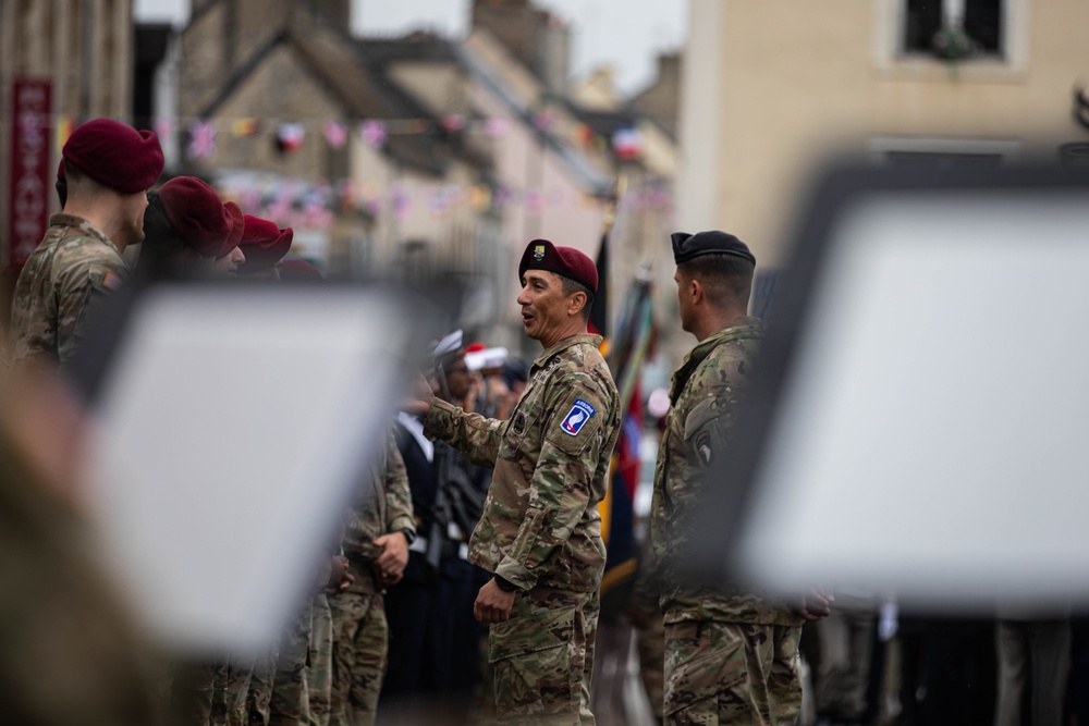 81st D-Day Anniversary: Airborne Paratroopers commemorate Signal Monument in Sainte-Mère-Église