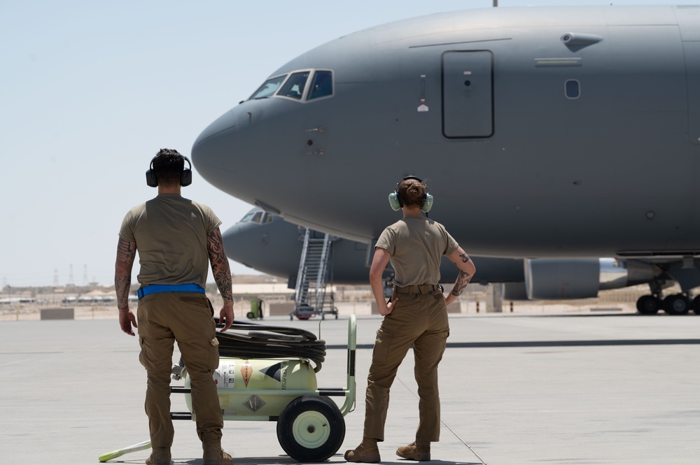The KC-46A Pegasus provides refueling support in AOR