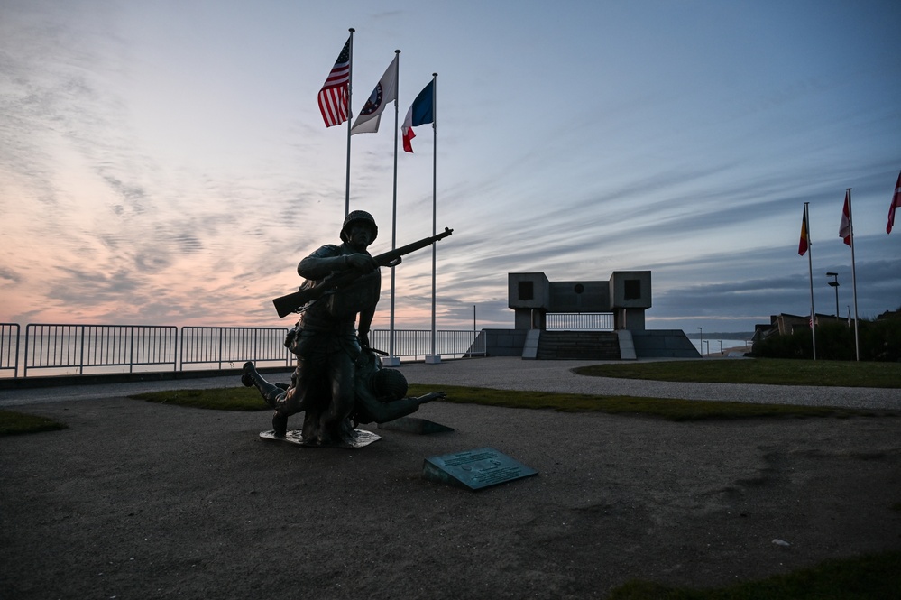 29th ID Soldiers honor Bedford Boys in early morning Omaha Beach ceremony