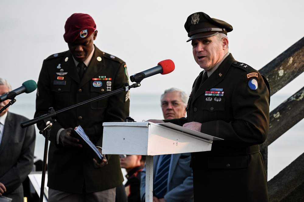 29th ID Soldiers honor Bedford Boys in early morning Omaha Beach ceremony