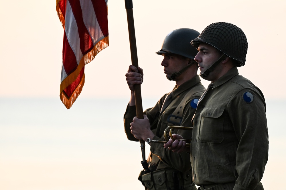 29th ID Soldiers honor Bedford Boys in early morning Omaha Beach ceremony