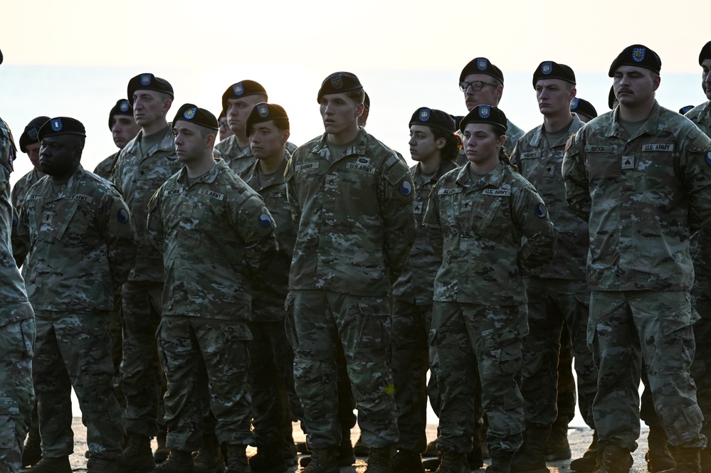 29th ID Soldiers honor Bedford Boys in early morning Omaha Beach ceremony