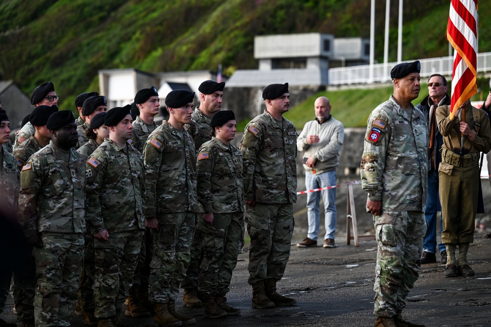 29th ID Soldiers honor Bedford Boys in early morning Omaha Beach ceremony