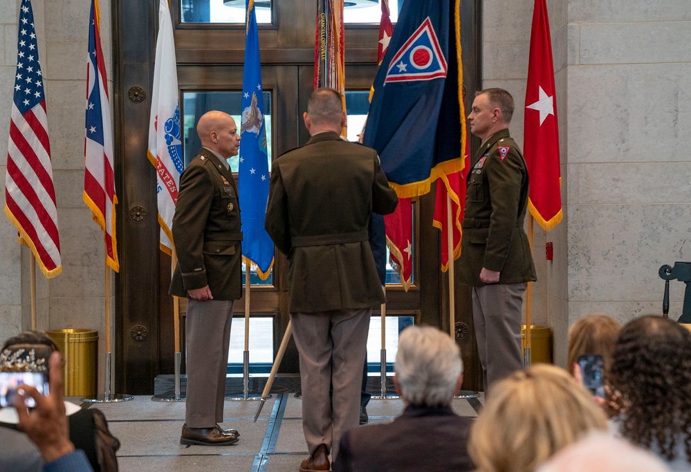 Woodruff takes command as Ohio adjutant general, Harris retires after 44 years of service