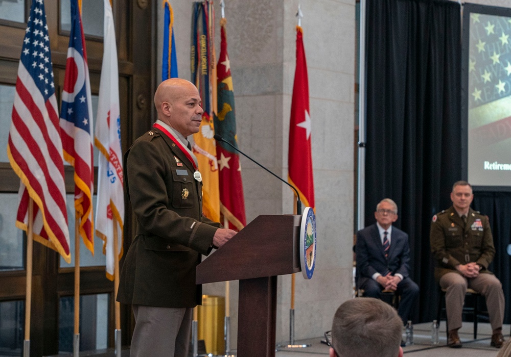 Woodruff takes command as Ohio adjutant general, Harris retires after 44 years of service