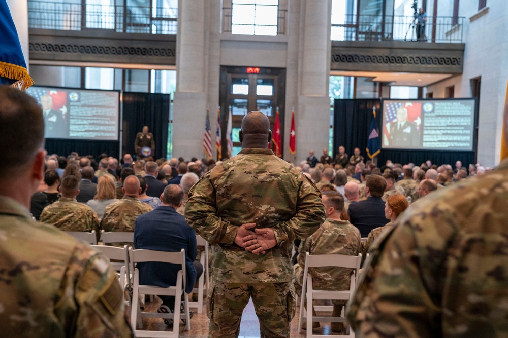 Woodruff takes command as Ohio adjutant general, Harris retires after 44 years of service