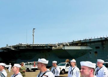 The U.S. Fleet Forces Band heralds the return of the USS Harry S. Truman (CVN 75)