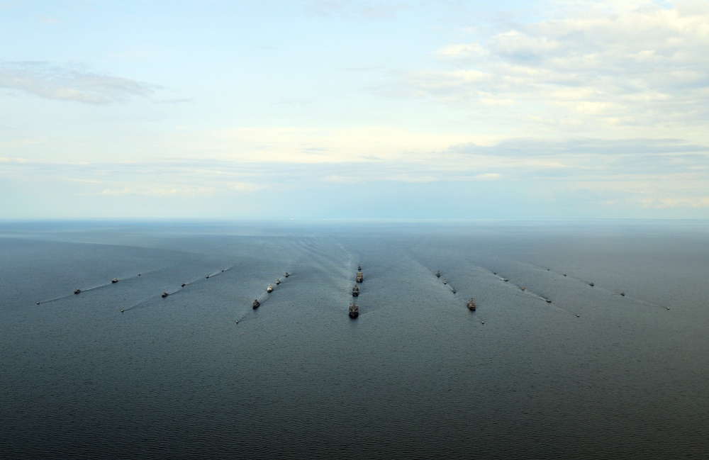 USS Mount Whitney and NATO Allies Steam in Formation