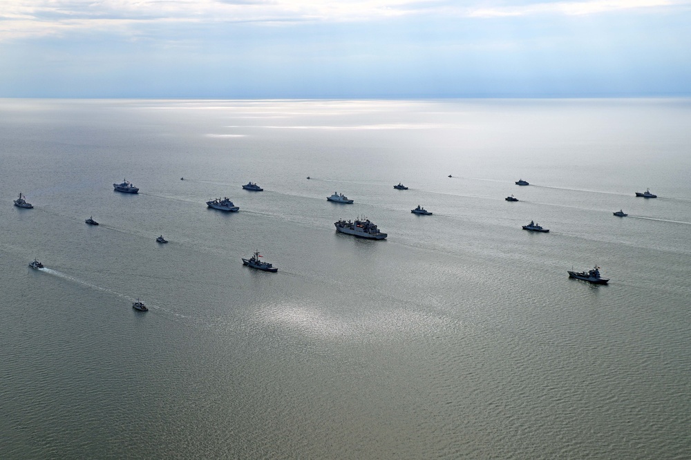 USS Mount Whitney and NATO Allies Steam in Formation