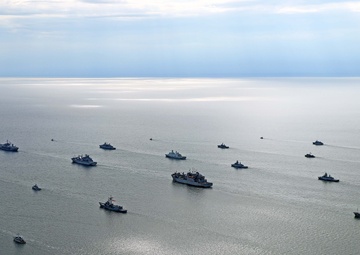 USS Mount Whitney and NATO Allies Steam in Formation